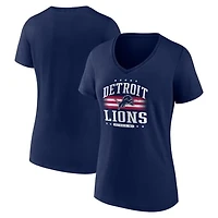Women's Navy Detroit Lions Americana Team V-Neck T-Shirt