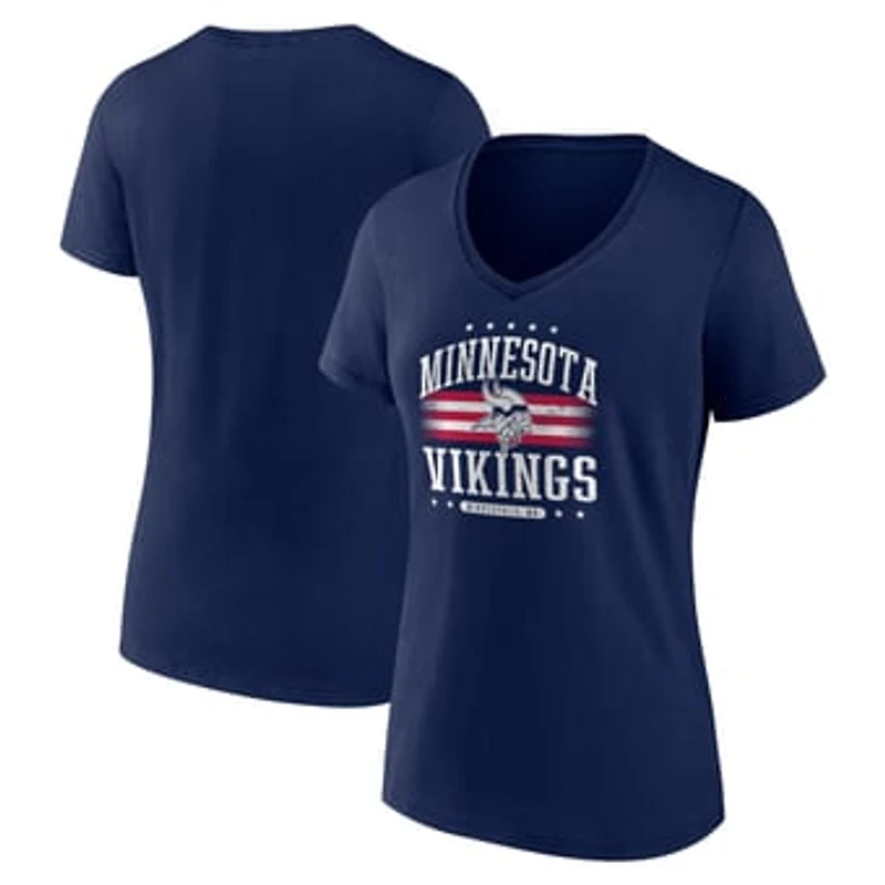 Women's Navy Minnesota Vikings Americana Team V-Neck T-Shirt