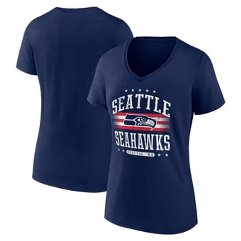 Women's College Navy Seattle Seahawks Americana Team V-Neck T-Shirt
