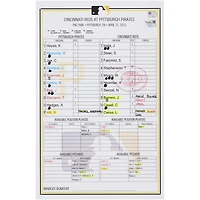 Pittsburgh Pirates Game-Used Lineup Card vs. Cincinnati Reds on April 22, 2023