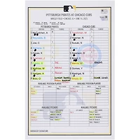 Pittsburgh Pirates Game-Used Lineup Card vs. Chicago Cubs on June 14, 2023