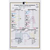Pittsburgh Pirates Game-Used Lineup Card vs. Arizona Diamondbacks on July 9, 2023