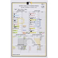 Pittsburgh Pirates Game-Used Lineup Card vs. Detroit Tigers on August 2, 2023