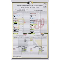 Pittsburgh Pirates Game-Used Lineup Card vs. Washington Nationals on September 12, 2023