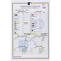 Pittsburgh Pirates Game-Used Lineup Card vs. Chicago Cubs on September 21, 2023