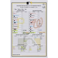 Pittsburgh Pirates Game-Used Lineup Card vs. Washington Nationals on September 13, 2023