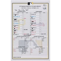 Pittsburgh Pirates Game-Used Lineup Card vs. Atlanta Braves on September 9, 2023