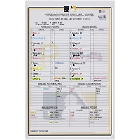 Pittsburgh Pirates Game-Used Lineup Card vs. Atlanta Braves on September 10, 2023