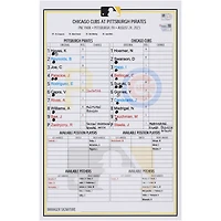 Pittsburgh Pirates Game-Used Lineup Card vs. Chicago Cubs on August 24, 2023