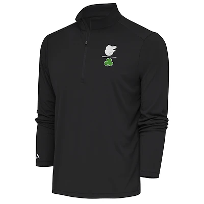 Men's Antigua  Charcoal Baltimore Orioles Shamrock Tribute Quarter-Zip Pullover Top