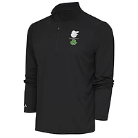 Men's Antigua  Charcoal Baltimore Orioles Shamrock Tribute Quarter-Zip Pullover Top