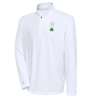 Men's Antigua  White Chicago Cubs Shamrock Tribute Quarter-Zip Pullover Top