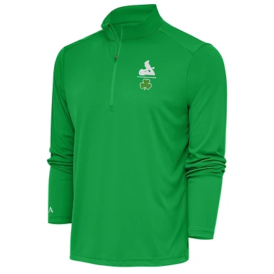 Men's Antigua  Kelly Green St. Louis Cardinals Shamrock Tribute Quarter-Zip Pullover Top