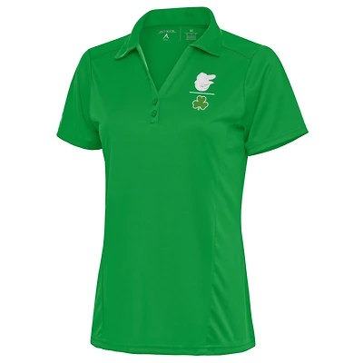 Women's Antigua  Kelly Green Baltimore Orioles Shamrock Tribute Polo