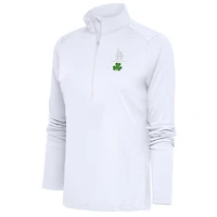 Women's Antigua  White Los Angeles Dodgers Shamrock Tribute Half-Zip Pullover Top