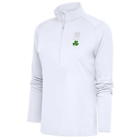 Women's Antigua  White New York Yankees Shamrock Tribute Half-Zip Pullover Top
