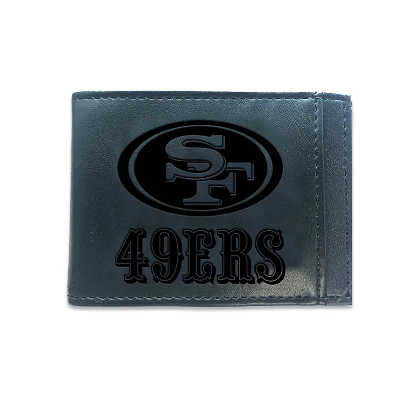 Black San Francisco 49ers Hybrid Leather Front Pocket Bi-Fold Wallet with Money Clip