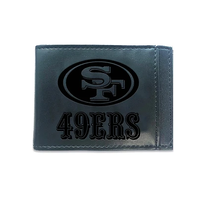 Black San Francisco 49ers Hybrid Leather Front Pocket Bi-Fold Wallet with Money Clip