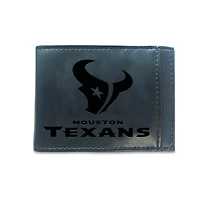 Black Houston Texans Hybrid Leather Front Pocket Bi-Fold Wallet with Money Clip