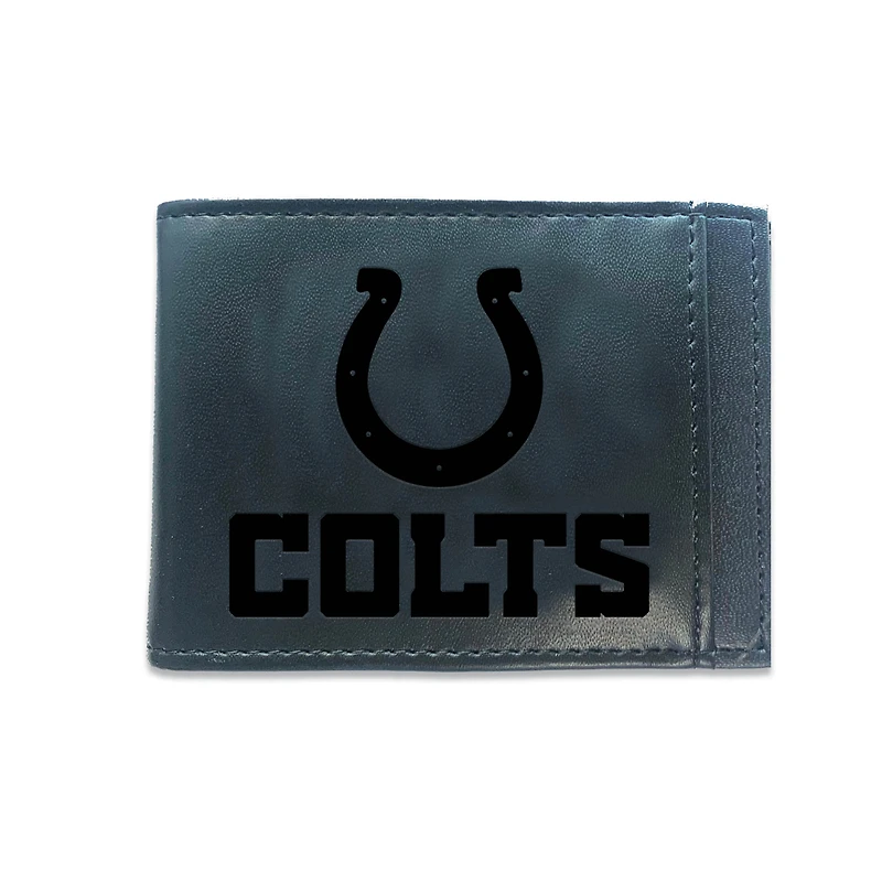 Black Indianapolis Colts Hybrid Leather Front Pocket Bi-Fold Wallet with Money Clip