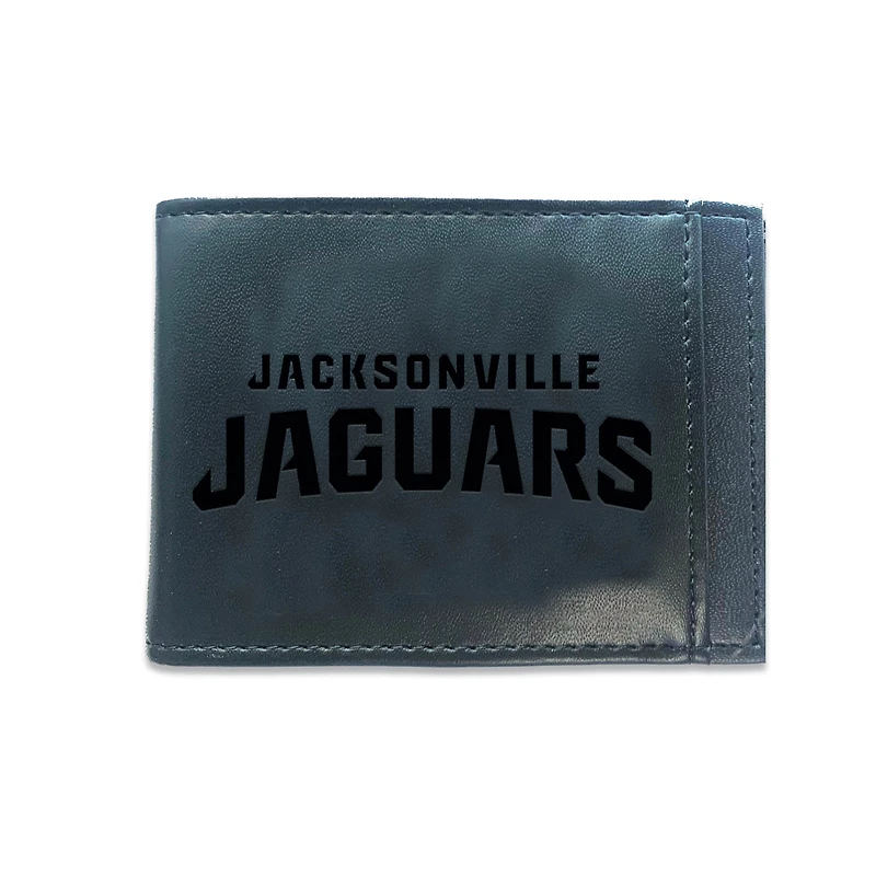 Black Jacksonville Jaguars Hybrid Leather Front Pocket Bi-Fold Wallet with Money Clip