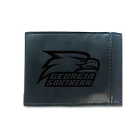 Black Georgia Southern Eagles Hybrid Leather Front Pocket Bi-Fold Wallet with Money Clip