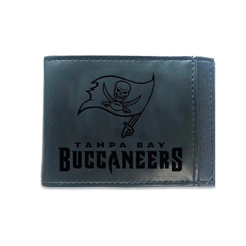 Black Tampa Bay Buccaneers Hybrid Leather Front Pocket Bi-Fold Wallet with Money Clip