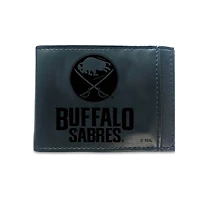 Black Buffalo Sabres Hybrid Leather Front Pocket Bi-Fold Wallet with Money Clip