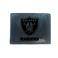 Black Las Vegas Raiders Hybrid Leather Front Pocket Bi-Fold Wallet with Money Clip