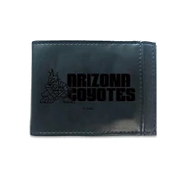 Black Arizona Coyotes Hybrid Leather Front Pocket Bi-Fold Wallet with Money Clip