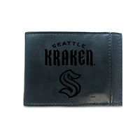 Black Seattle Kraken Hybrid Leather Front Pocket Bi-Fold Wallet with Money Clip
