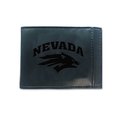 Black Nevada Wolf Pack Hybrid Leather Front Pocket Bi-Fold Wallet with Money Clip