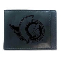 Black Ottawa Senators Hybrid Leather Front Pocket Bi-Fold Wallet with Money Clip