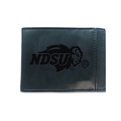 Black NDSU Bison Hybrid Leather Front Pocket Bi-Fold Wallet with Money Clip