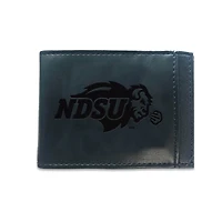 Black NDSU Bison Hybrid Leather Front Pocket Bi-Fold Wallet with Money Clip