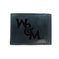 Black William & Mary Tribe Hybrid Leather Front Pocket Bi-Fold Wallet with Money Clip