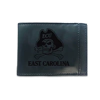 Black ECU Pirates Hybrid Leather Front Pocket Bi-Fold Wallet with Money Clip
