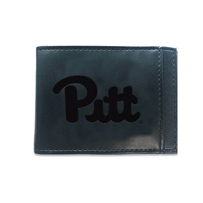 Black Pitt Panthers Hybrid Leather Front Pocket Bi-Fold Wallet with Money Clip