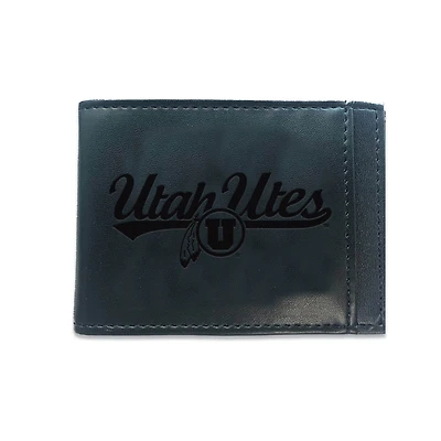 Black Utah Utes Hybrid Leather Front Pocket Bi-Fold Wallet with Money Clip