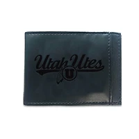 Black Utah Utes Hybrid Leather Front Pocket Bi-Fold Wallet with Money Clip