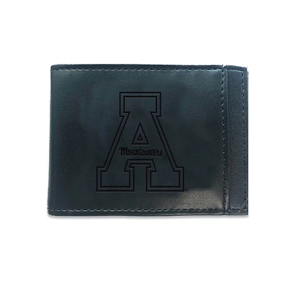 Black Appalachian State Mountaineers Hybrid Leather Front Pocket Bi-Fold Wallet with Money Clip