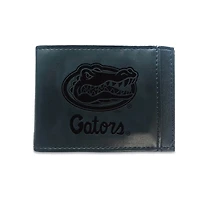 Black Florida Gators Hybrid Leather Front Pocket Bi-Fold Wallet with Money Clip