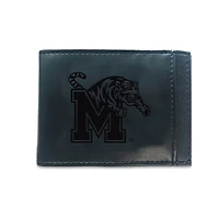 Black Memphis Tigers Hybrid Leather Front Pocket Bi-Fold Wallet with Money Clip