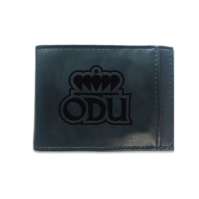 Black Old Dominion Monarchs Hybrid Leather Front Pocket Bi-Fold Wallet with Money Clip