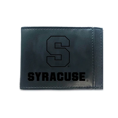 Black Syracuse Orange Hybrid Leather Front Pocket Bi-Fold Wallet with Money Clip