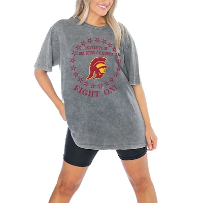 Women's Gameday Couture Charcoal USC Trojans On Point Oversized T-Shirt