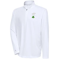 Men's Antigua  White Minnesota Wild Shamrock Tribute Quarter-Zip Pullover Top