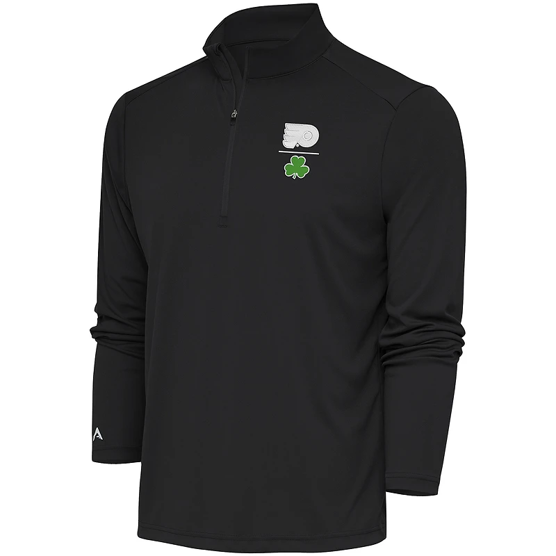 Men's Antigua  Charcoal Philadelphia Flyers Shamrock Tribute Quarter-Zip Pullover Top