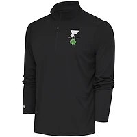 Men's Antigua  Charcoal St. Louis Blues Shamrock Tribute Quarter-Zip Pullover Top