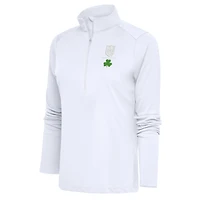Women&#x27;s Antigua  White Vegas Golden Knights Shamrock Tribute Half-Zip Pullover Top